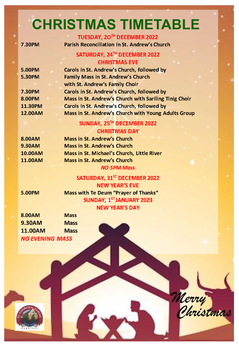 St. Andrews Christmas Timetable MacKillop College Werribee